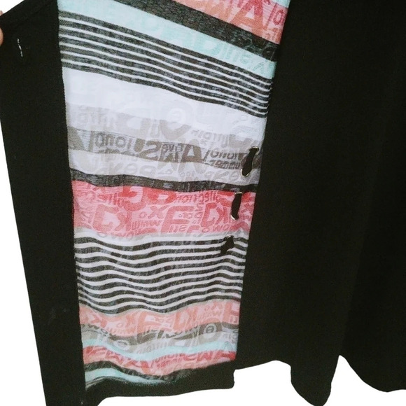 Marie Claire Faux Cardigan Striped Top Red Black Aqua Gray L - Picture 5 of 10